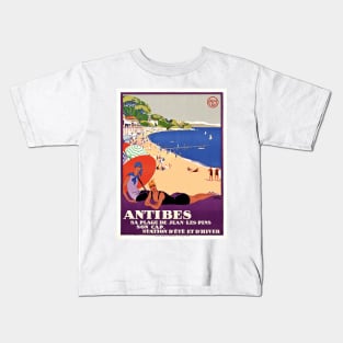 Antibes (Cote d'Azur), France - Vintage Travel Poster Design Kids T-Shirt